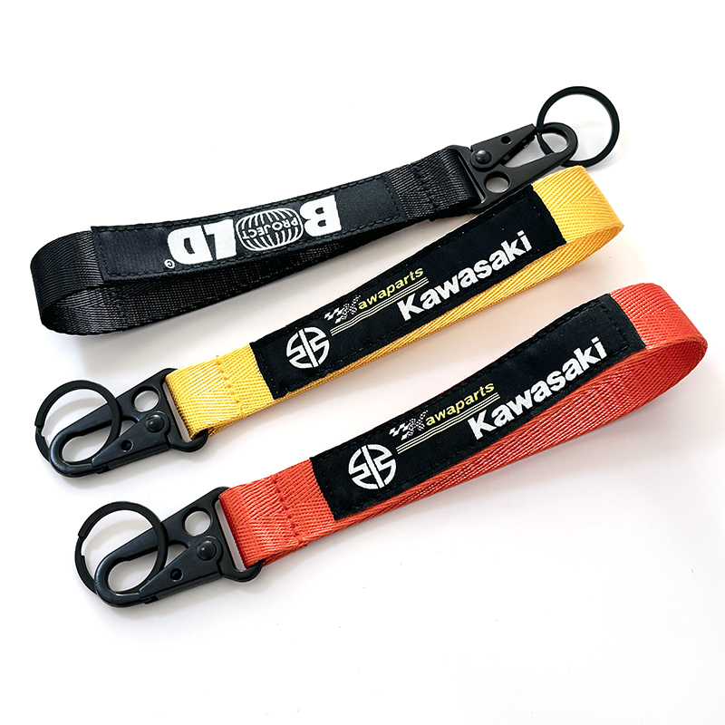 Woven Label Key Tag Motorcycle Keychain